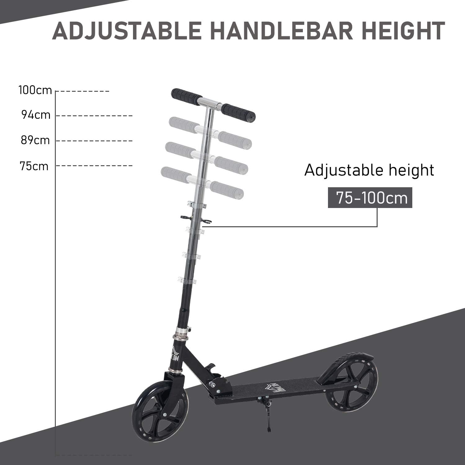 HOMCOM Kids Scooter Teenager Kick Scooter Foldable 4 Levels Adjustable Height with Rear Fender Brake for 7-14 Years-6