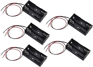 5pcs 2X AA 3V Plastic CELL Battery Clip Slot Holder Case Battery Storage Box Double Deck/Back to Back with Wire Leads (2X AA)