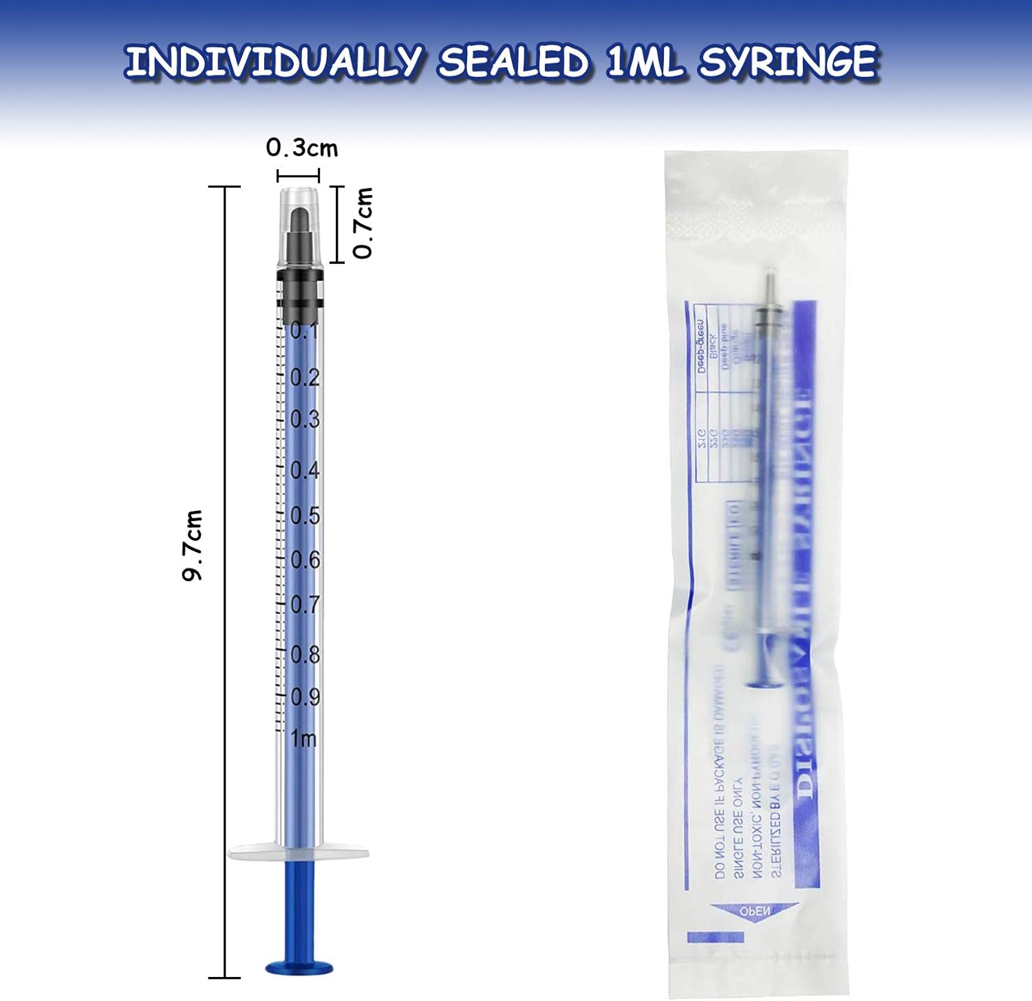 12 Pack 1ml Plastic Syringes With Luer Slip Tip, Individually Sealed with Measurement for Refilling and Measuring Liquids, Scientific Labs Experiment, Feeding Pets, Oil or Glue Applicator (No Needle)-1