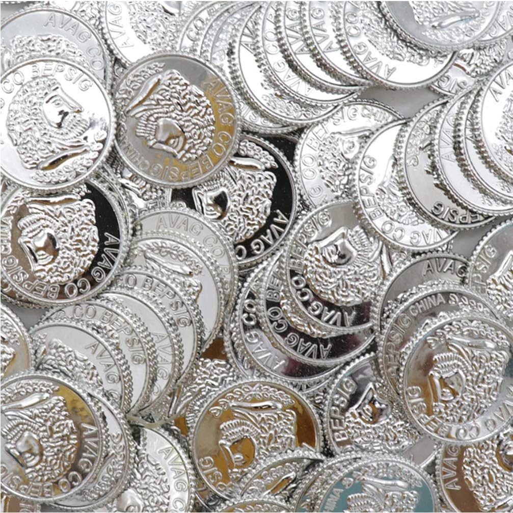 Toddmomy Silver Plastic Coins Toy Play Coins Treasure Pirate Coins Robber Costume Coins Western Theme Supplies Casino Party Favors Pirate Party Props 100pcs-3