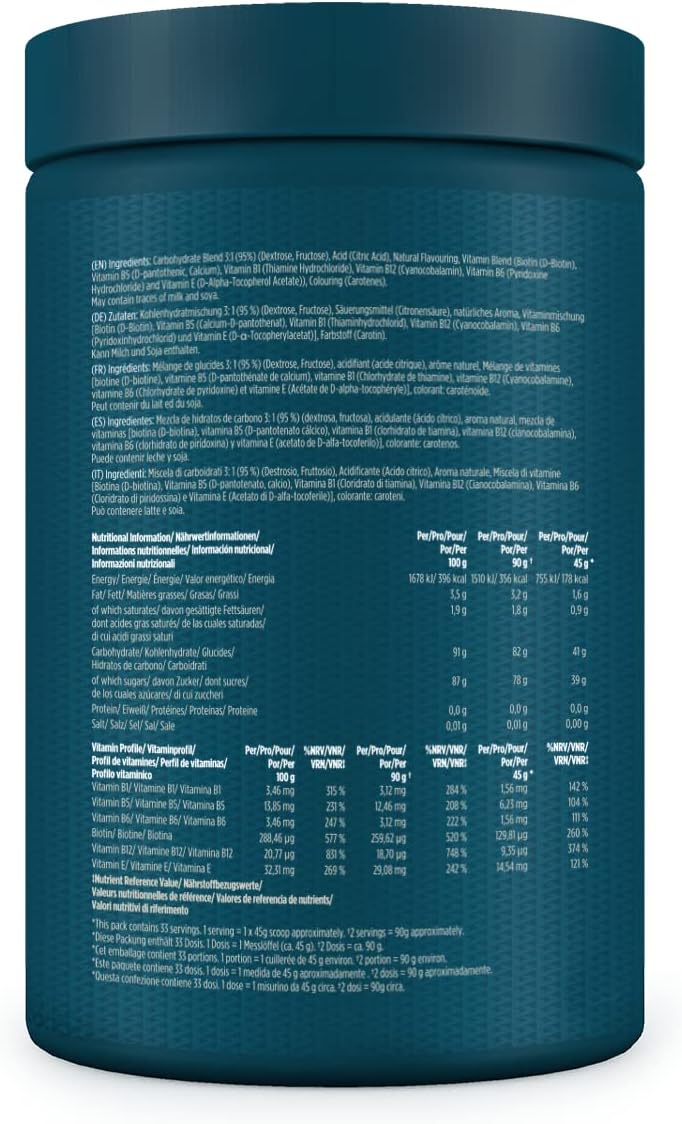 Kinetica Energy Powder | Carbohydrate Powder | 3:1 Glucose to Fructose Ratio | High in Vitamin B1, B5, B6, B7, B12 | 30 Servings | Citrus | 1.5kg-6