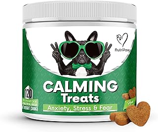 NutriPaw Calming Treats For Dogs - Reduce Stress, Fear, Separation Anxiety, Barking, Hyperactivity, Reactivity, Aggression, Travel Issues - Relaxation without Drowsiness dogs