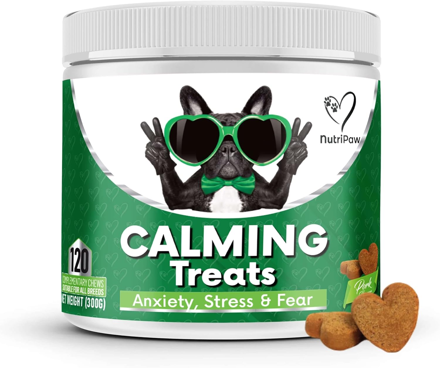 NutriPaw Calming Treats For Dogs - Reduce Stress, Fear, Separation Anxiety, Barking, Hyperactivity, Reactivity, Aggression, Travel Issues - Relaxation without Drowsiness dogs-0