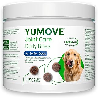 YuMOVE Daily Bites For Senior Dogs | High Strength Hip and Joint Supplement Designed for Older, Stiff Dogs, with Glucosamine, Chondroitin, Green Lipped Mussel | Aged 9+ | 150 Chews