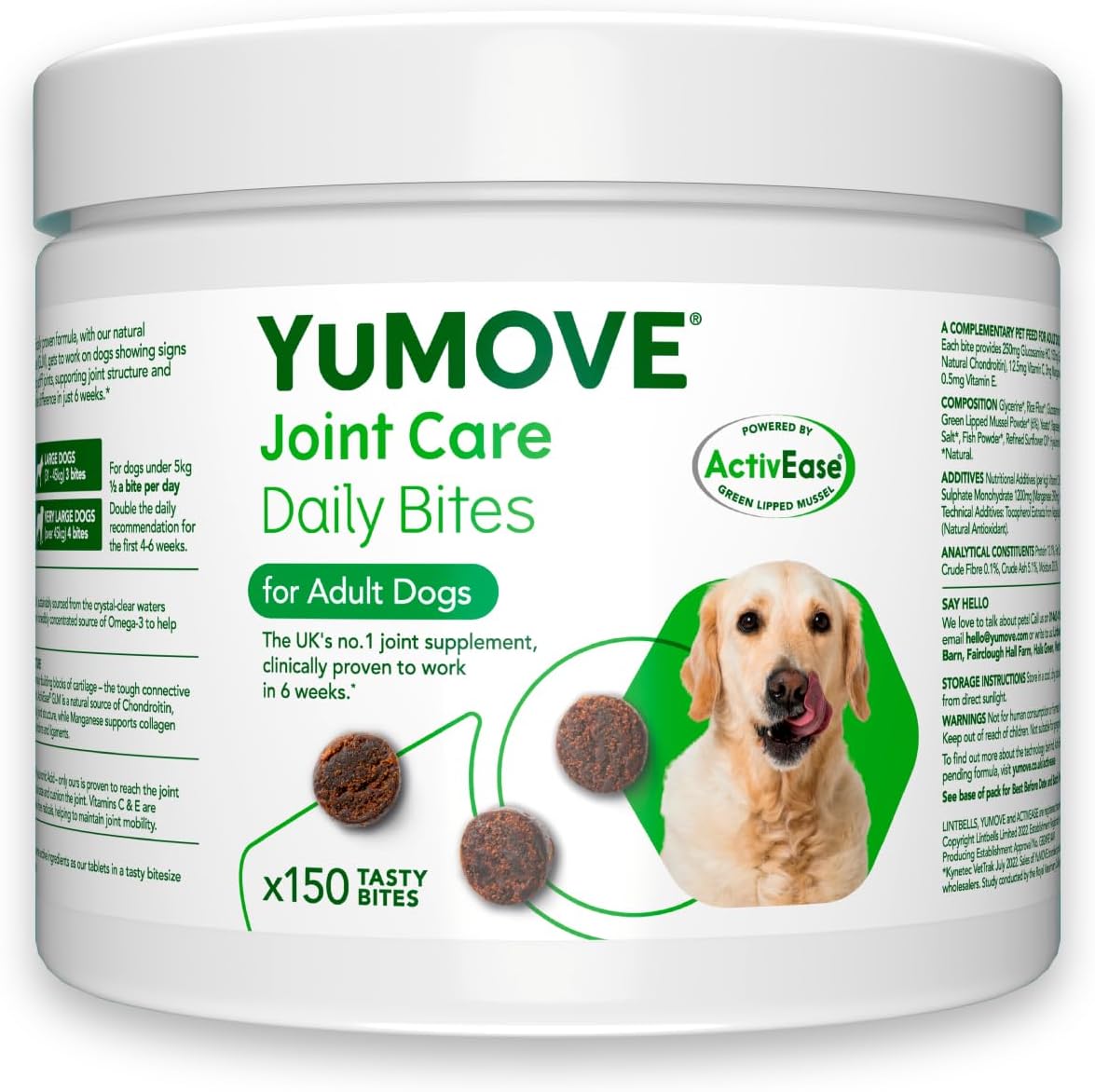 YuMOVE Daily Bites For Adult Dogs | Hip and Joint Supplement for Stiff Dogs Aged 6 To 8 Years | 150 Chews-0