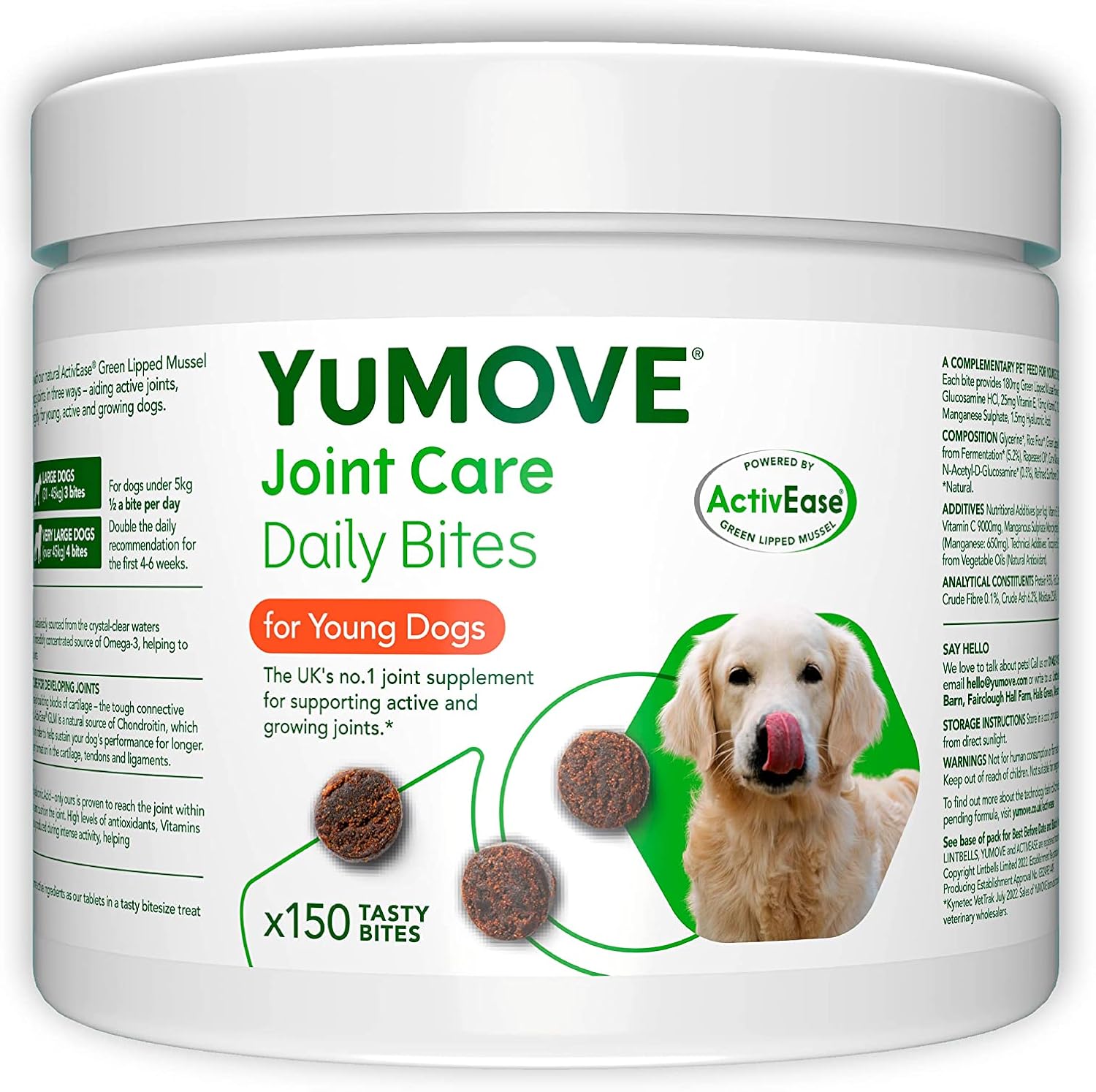 YuMOVE Daily Bites For Young Dogs | Hip and Joint Supplement for Dogs to Support Active and Growing Joints for Dogs Aged Under 6 Years | 150 Chews-0