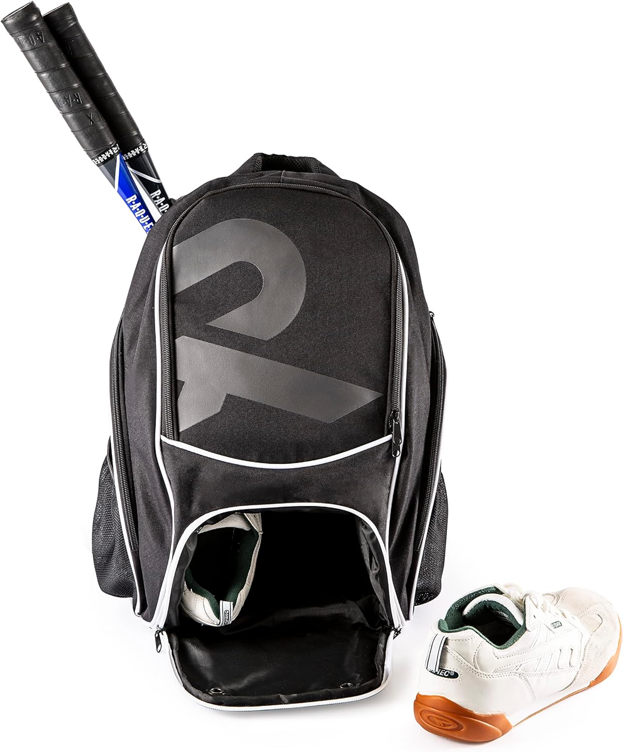 Raquex Racket Sports Backpack - for 1 Tennis Racquet or 2 Squash or Badminton Racquets. Rucksack for Rackets + Shoes + Laptop + Water Bottle-0