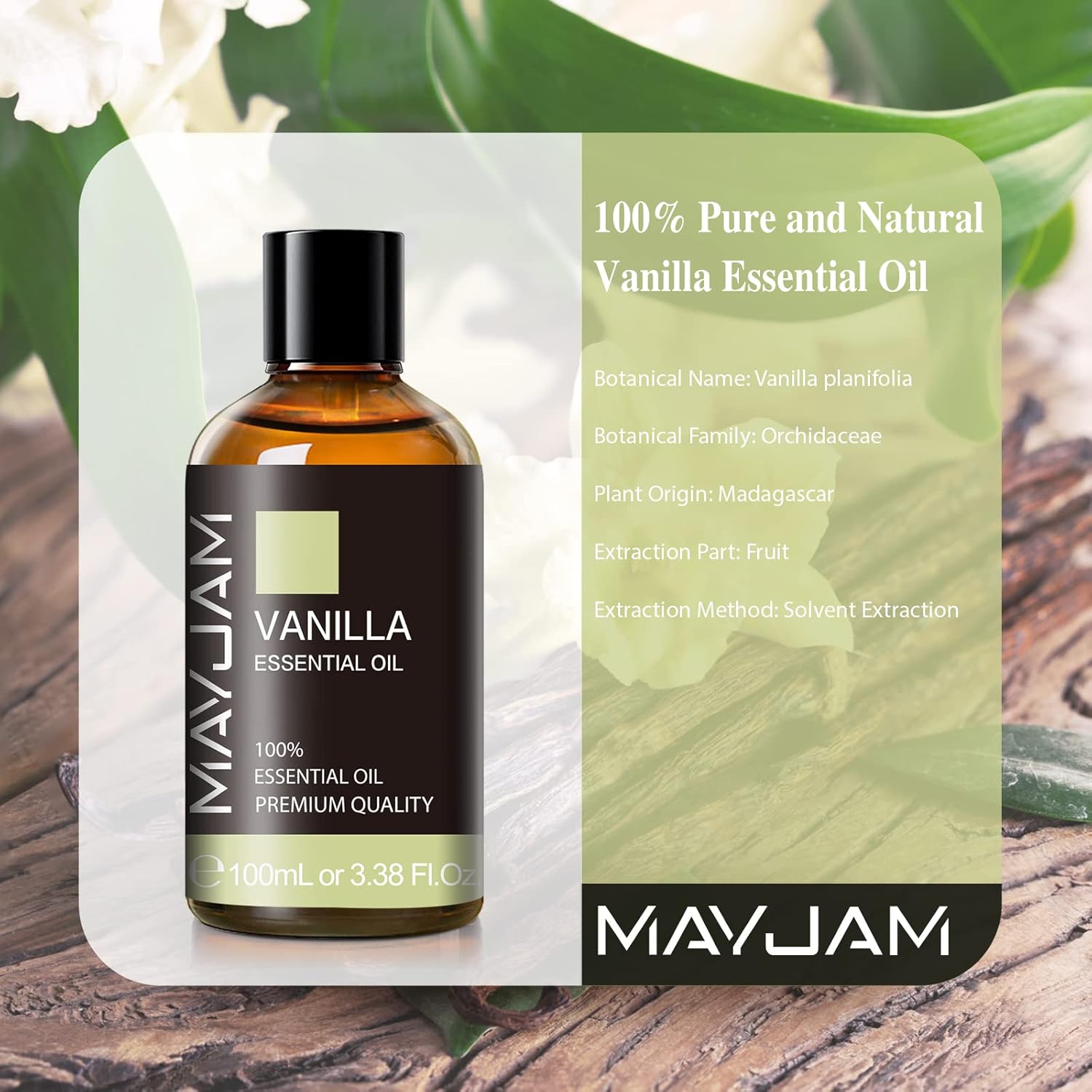 MAYJAM Vanilla Essential Oils 100ML, Vanilla Oil for Diffuser, Humidifier, DIY, Home, Office-1