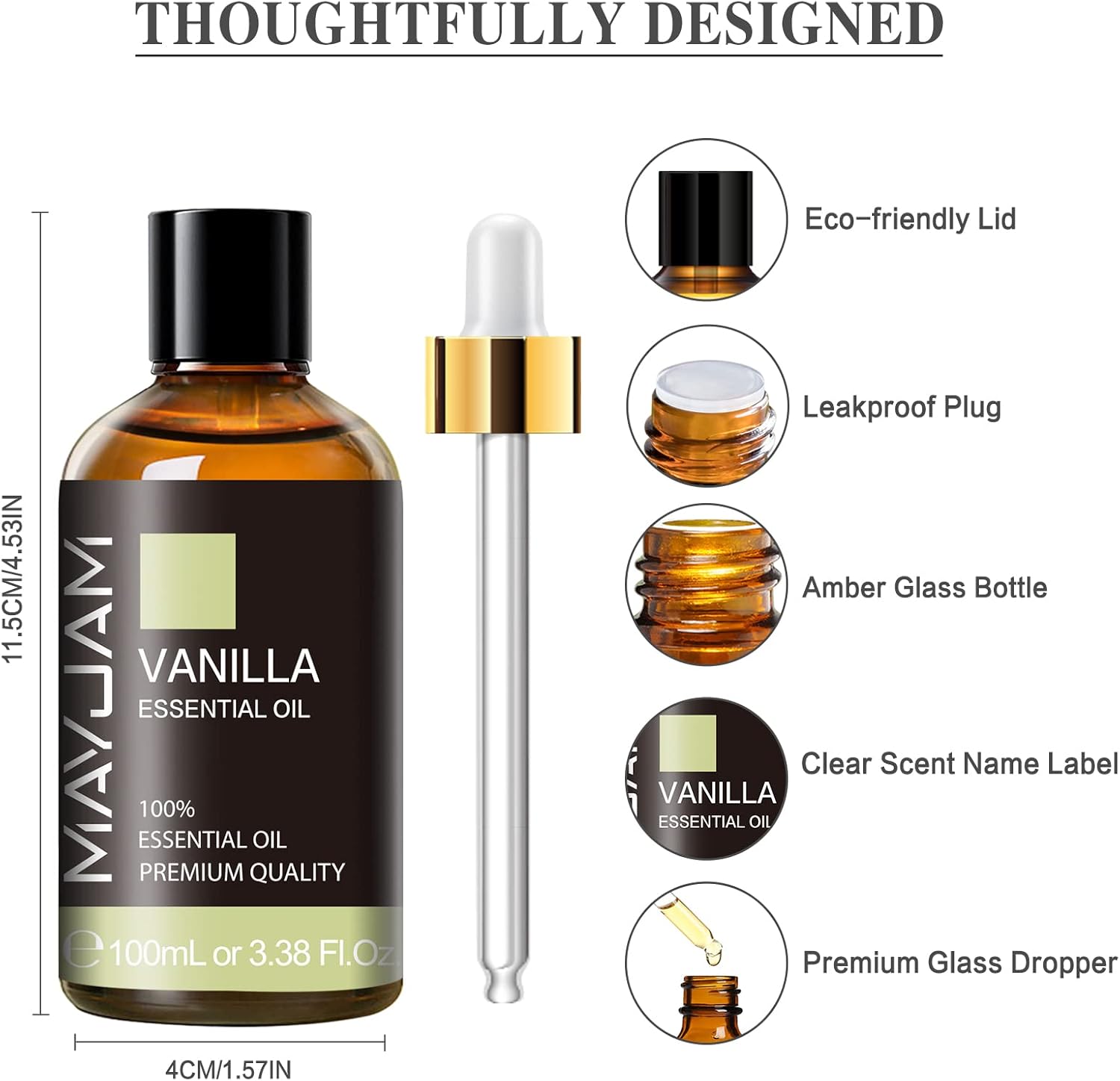 MAYJAM Vanilla Essential Oils 100ML, Vanilla Oil for Diffuser, Humidifier, DIY, Home, Office-4