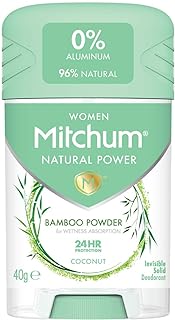 Mitchum Women Natural Deodorant Stick, Aluminium Free, Vegan, 96 percentage Natural Ingredients, Coconut, 40 g (Pack of 6)