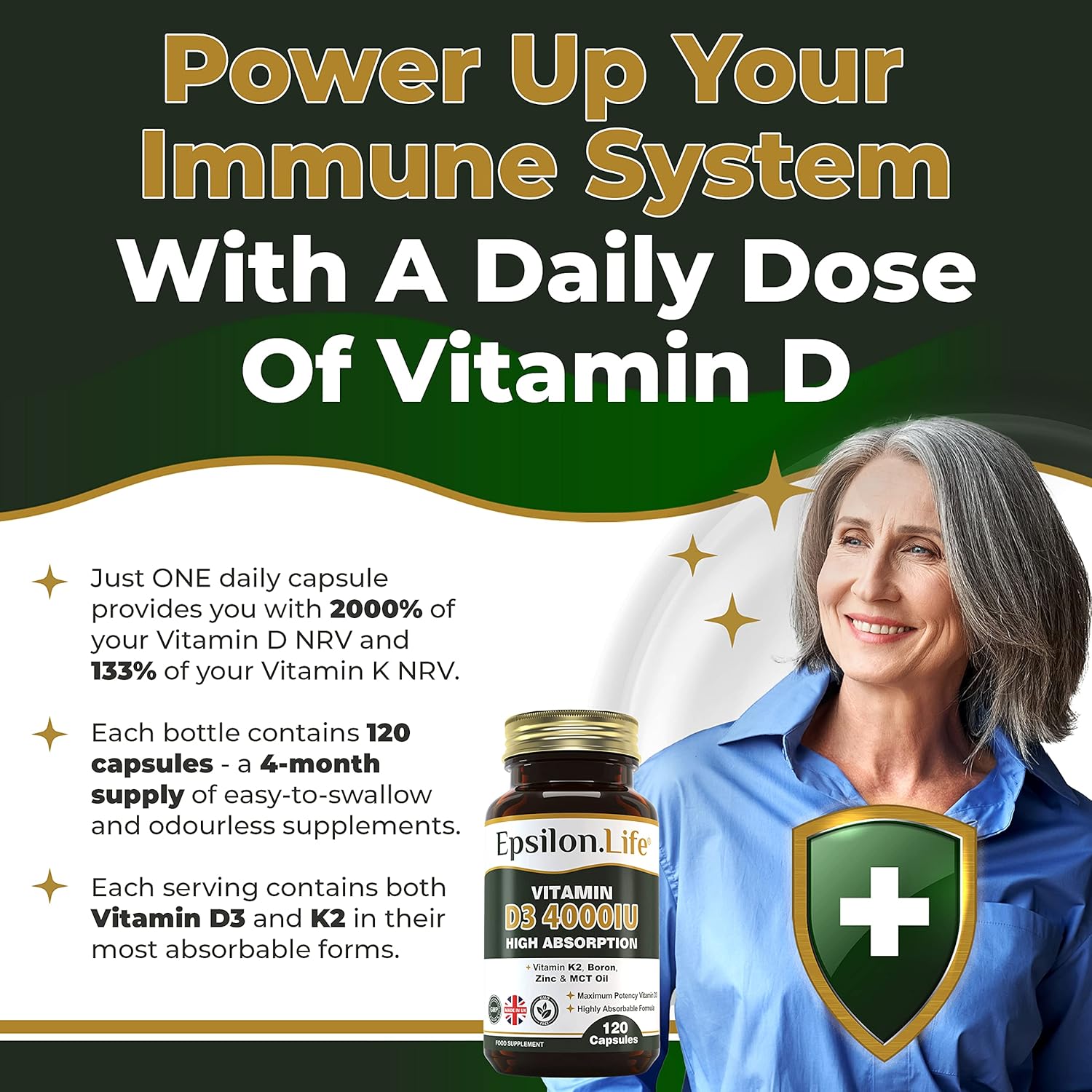 Vitamin D3 K2 Zinc Supplement – Vitamin D 4000IU High Strength Formula with Vitamin K2 Mk7, Zinc, Boron and MCT Oil for Optimal Absorption – 120 D3 & K2 Capsules - Made in The UK-6