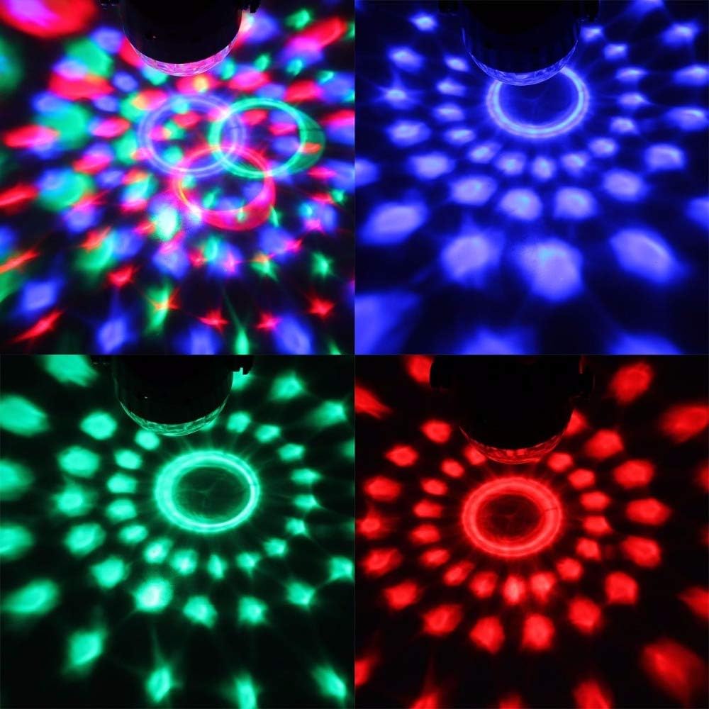 【Pack of 2】Disco Lights, 360°Rotation Sound Activated Disco Ball Lights with 4M/13ft USB Power Cable, 3W RGB Party Lights with Remote Control for Kids Birthday Dance-2