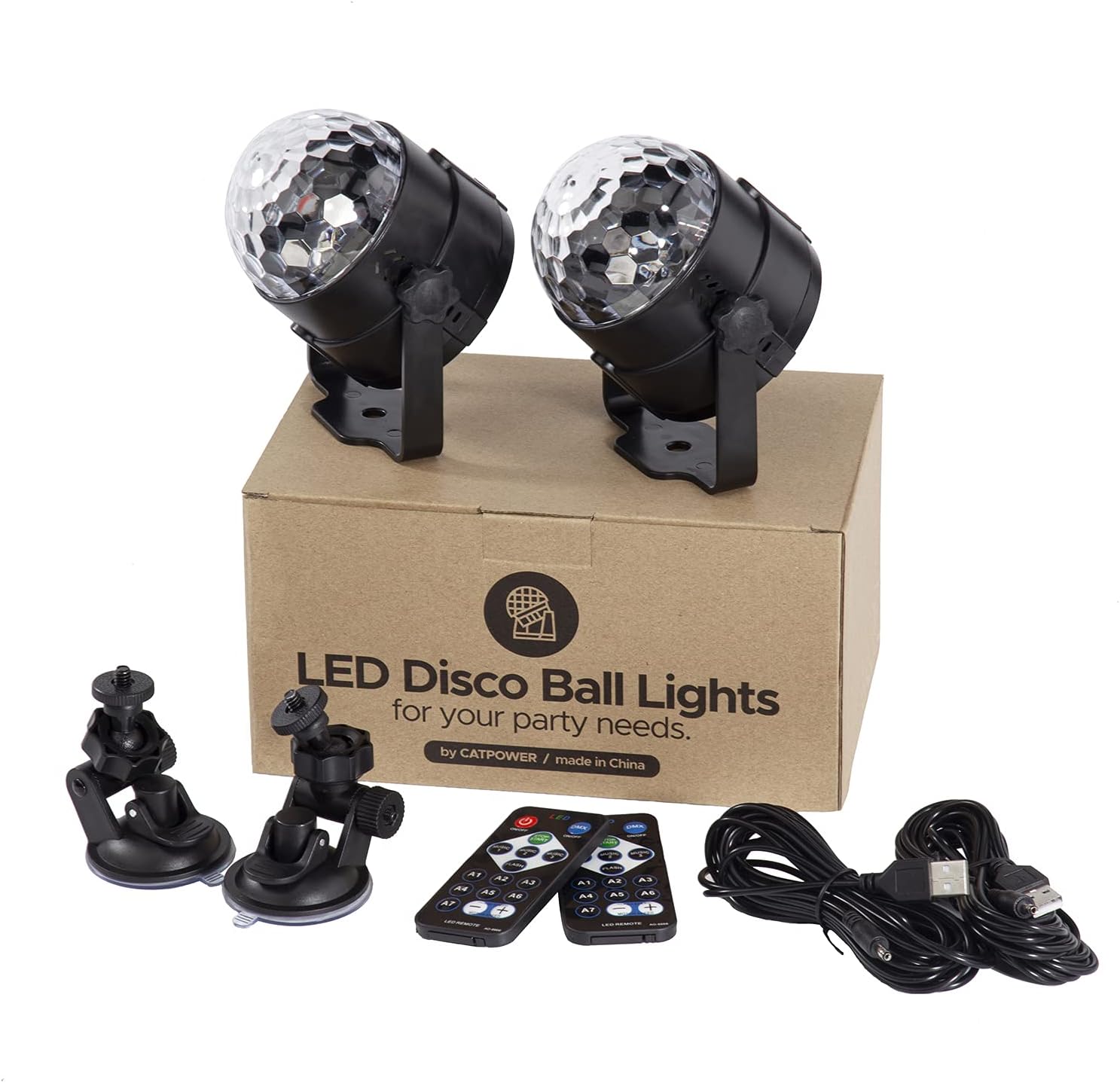 【Pack of 2】Disco Lights, 360°Rotation Sound Activated Disco Ball Lights with 4M/13ft USB Power Cable, 3W RGB Party Lights with Remote Control for Kids Birthday Dance-6