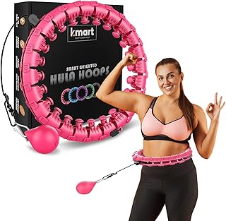 K-MART Smart Hula Ring Hoops, Weighted Hula Circle 24 Detachable Fitness Ring with 360 Degree Auto-Spinning Ball Gymnastics, Massage, Adult Fitness for Weight Loss