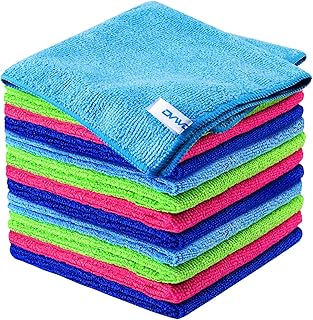 ovwo 12Pcs Premium Microfibre Cleaning Cloth - Highly Absorbent, Scratch Free, Reusable Cleaning Products - for Microfibre Cloth, Microfibre Towel, Dish Cloths, Dusting Cloths in Household Cleaning