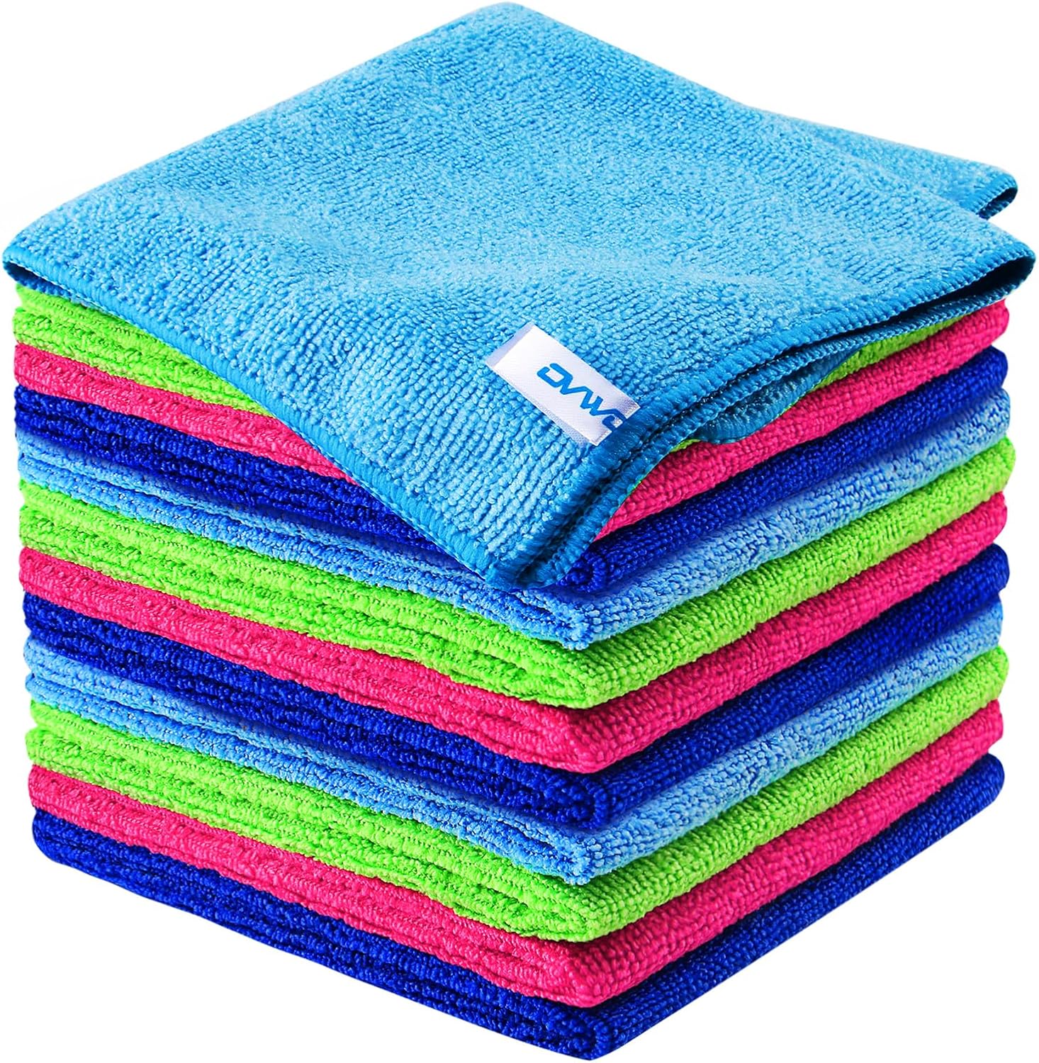 ovwo 12Pcs Premium Microfibre Cleaning Cloth - Highly Absorbent, Scratch Free, Reusable Cleaning Products - for Microfibre Cloth, Microfibre Towel, Dish Cloths, Dusting Cloths in Household Cleaning-0