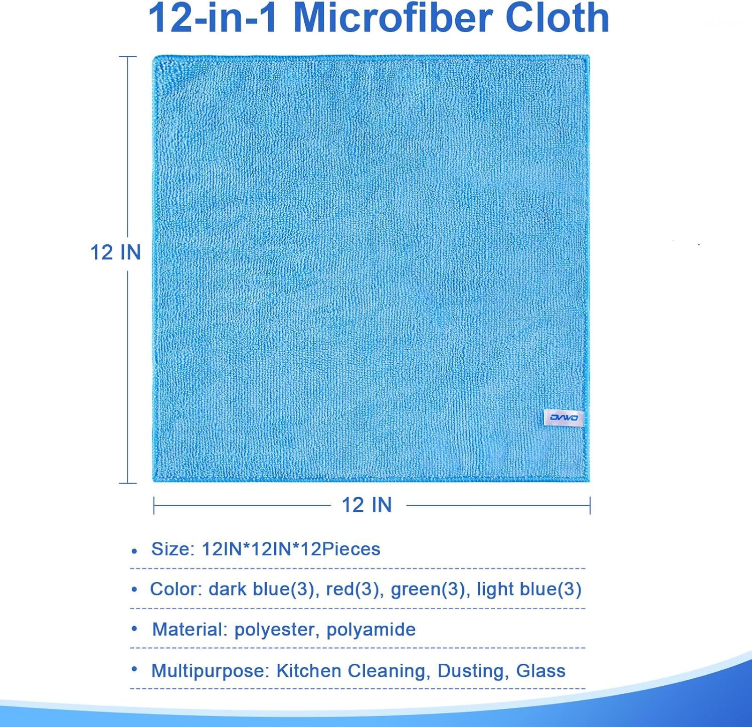 ovwo 12Pcs Premium Microfibre Cleaning Cloth - Highly Absorbent, Scratch Free, Reusable Cleaning Products - for Microfibre Cloth, Microfibre Towel, Dish Cloths, Dusting Cloths in Household Cleaning-1