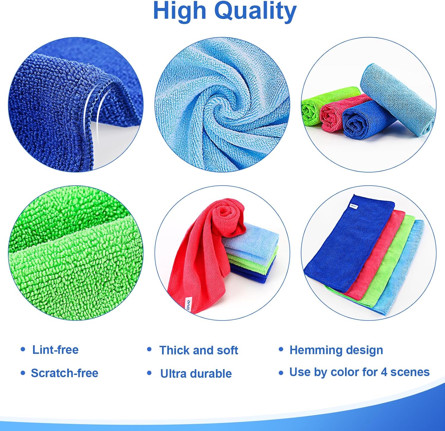 ovwo 12Pcs Premium Microfibre Cleaning Cloth - Highly Absorbent, Scratch Free, Reusable Cleaning Products - for Microfibre Cloth, Microfibre Towel, Dish Cloths, Dusting Cloths in Household Cleaning-2