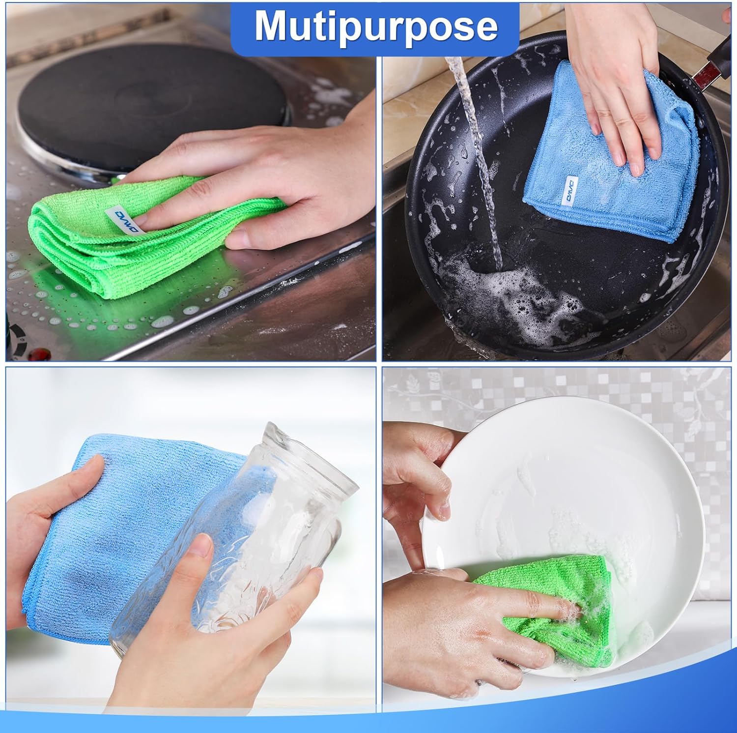 ovwo 12Pcs Premium Microfibre Cleaning Cloth - Highly Absorbent, Scratch Free, Reusable Cleaning Products - for Microfibre Cloth, Microfibre Towel, Dish Cloths, Dusting Cloths in Household Cleaning-5