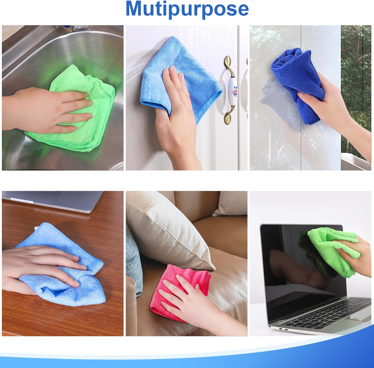 ovwo 12Pcs Premium Microfibre Cleaning Cloth - Highly Absorbent, Scratch Free, Reusable Cleaning Products - for Microfibre Cloth, Microfibre Towel, Dish Cloths, Dusting Cloths in Household Cleaning-6