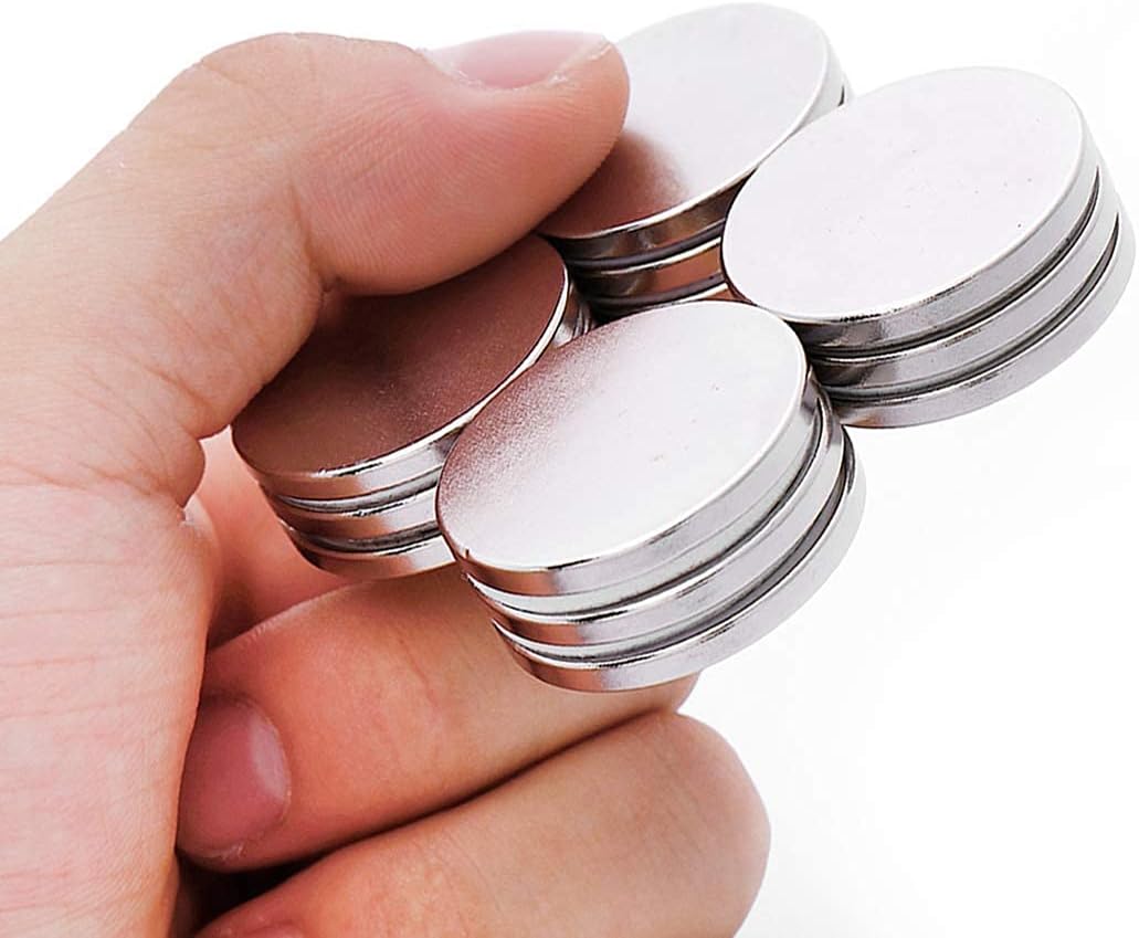 FINDMAG 10 Pack Strong Magnets, 30 x 3 mm 8 KG Pull Strong Neodymium Disc Magnets, Fridge Magnets, Whiteboard Magnets with Double-Sided Adhesive, Permanent Rare Earth Magnets for Whiteboard, Craft,DIY-1