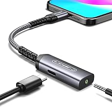 JSAUX USB C Headphone Adapter and Charger, 2-in-1 Type to 3.5mm audio with PD 60W Fast Charging for iPhone 16 Pro/16 Pro Max/16/16 Plus/15 Pro Max/15 Pro,Samsung S24/S24+/S23/S22/S21,iPad Pro-Red