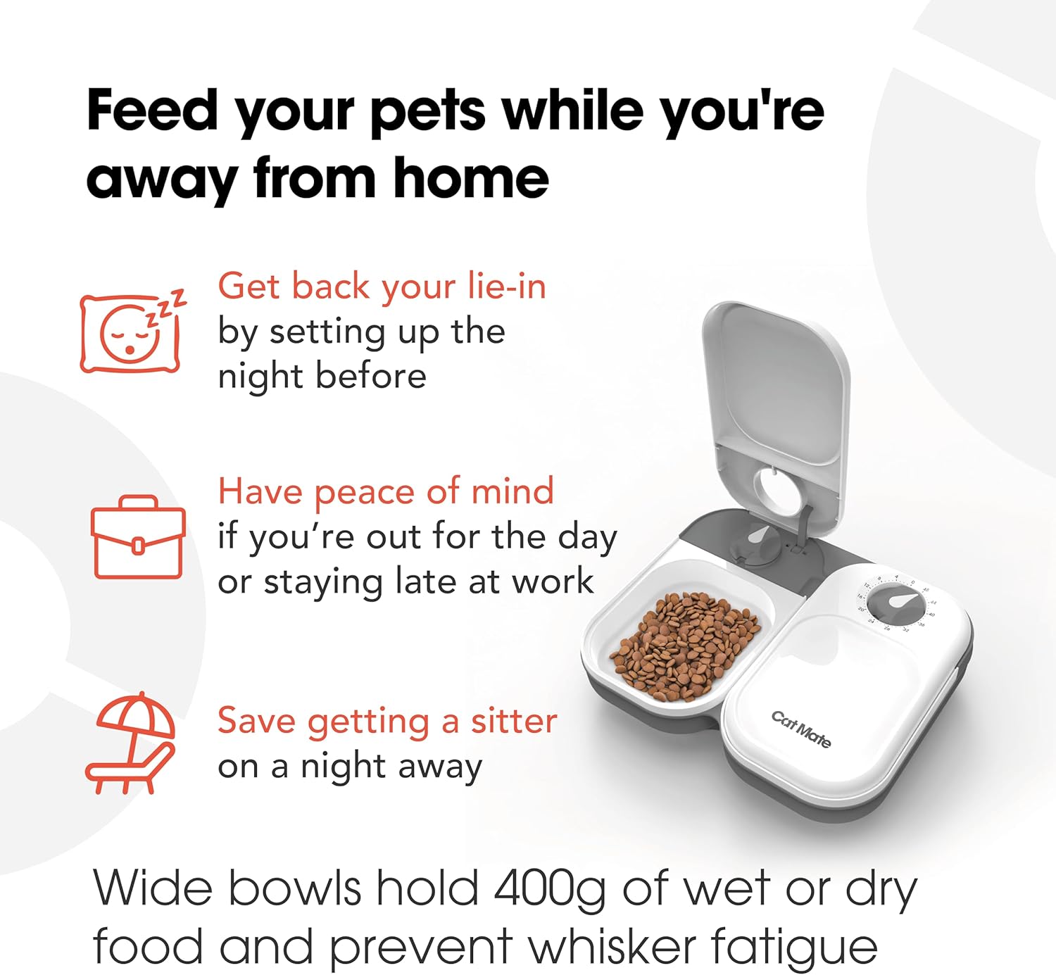 Cat Mate C200 2 Meal Automatic Pet Feeder with Timer and Ice Pack For Cats And Small Dogs, For use with Wet and Dry Food - White-3