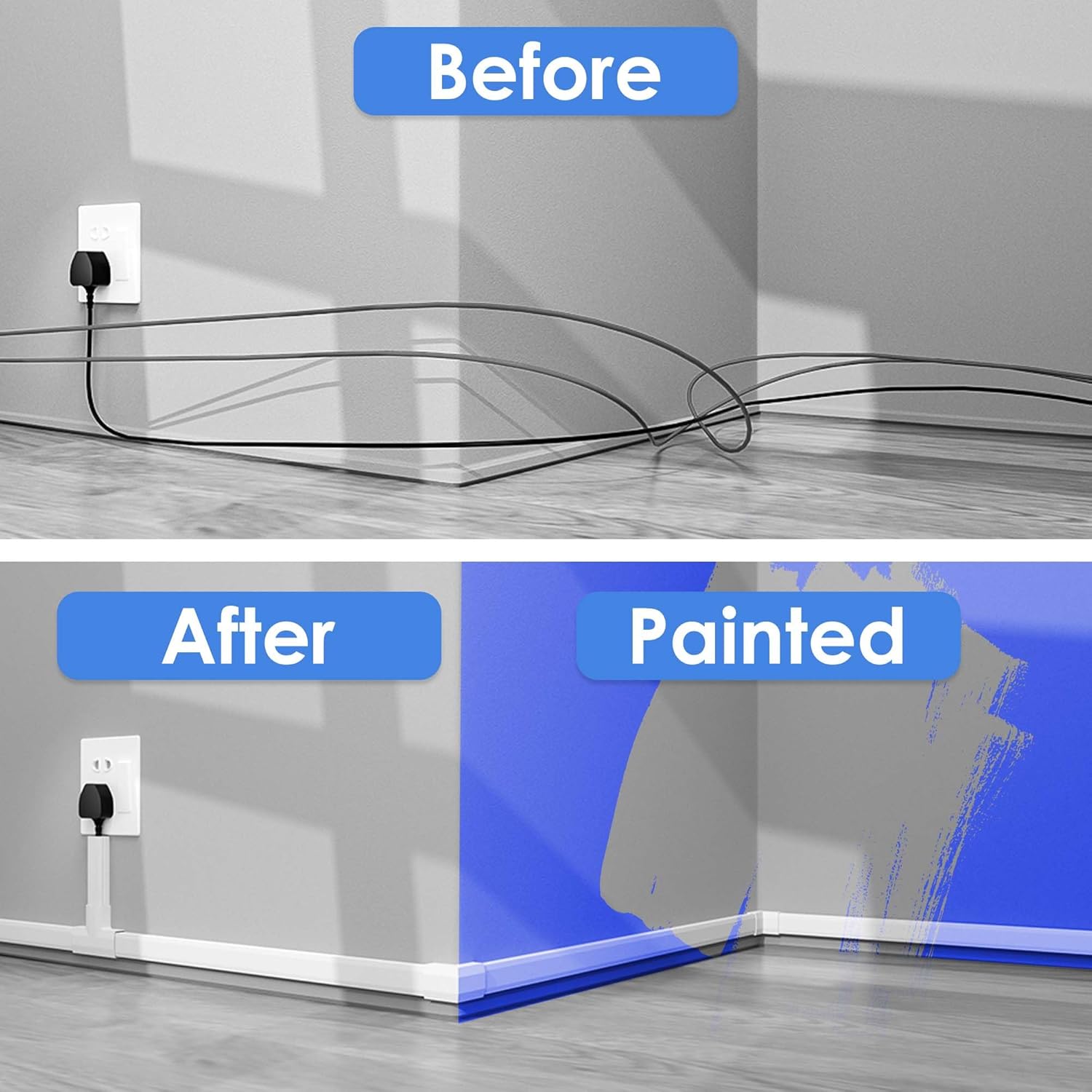 kinkaivy Cable Trunking for Wall, Trunking for TV Cable, On-Wall Cable Concealer, White Cable Trunking kit to Hide 3-4 Wires for TV and Computers in Home Office, 6X L400mm, W30mm, H17mm-2.4M-4