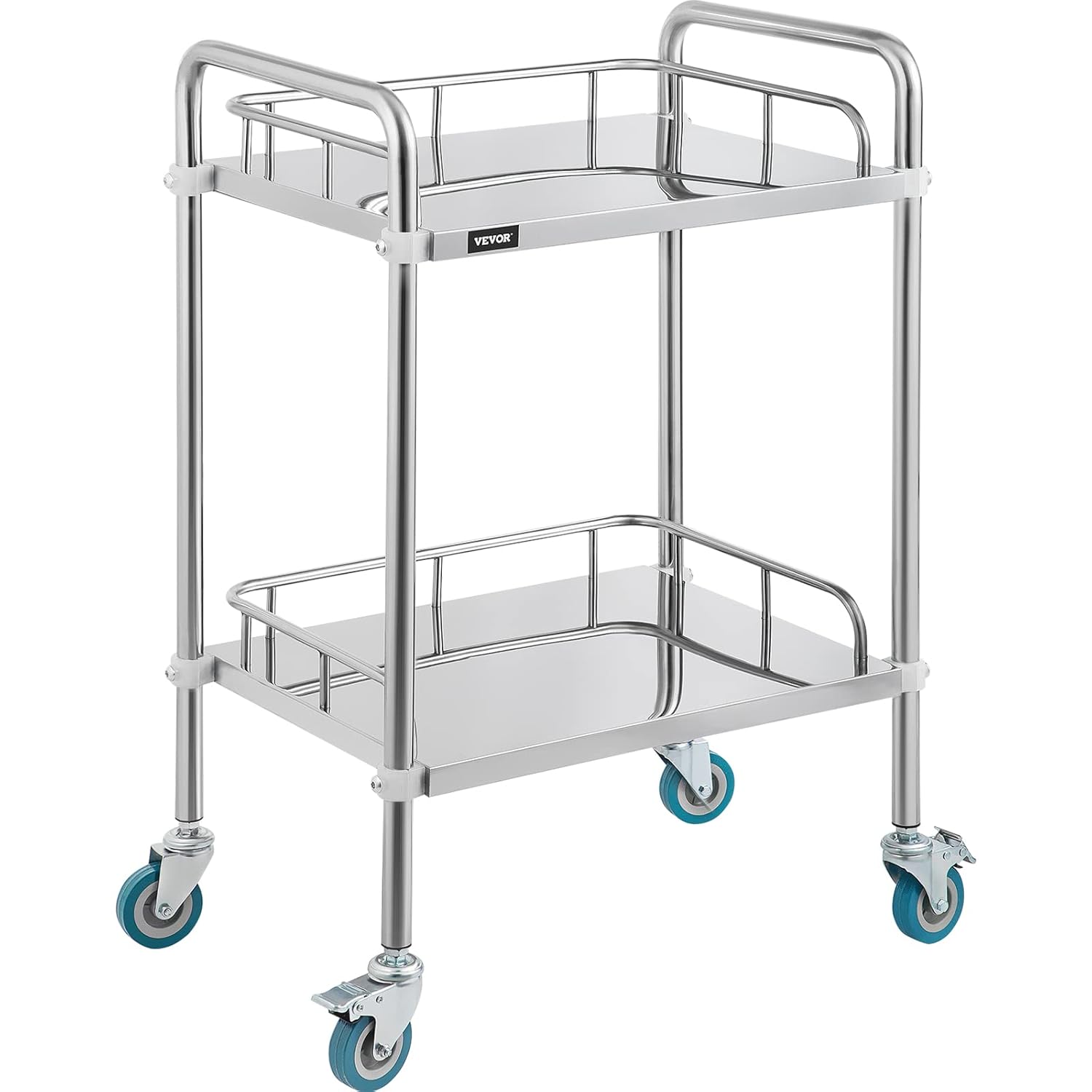 VEVOR 2-Layer Lab Medical Cart Stainless Steel Trolley Cart Lab Medical Equipment Cart Trolley Max Load 80kg for Lab Hospital Clinics-0