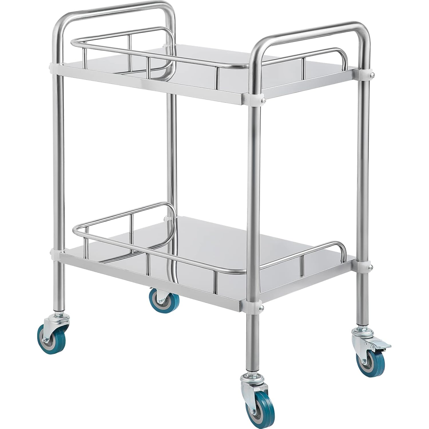 VEVOR 2-Layer Lab Medical Cart Stainless Steel Trolley Cart Lab Medical Equipment Cart Trolley Max Load 80kg for Lab Hospital Clinics-7