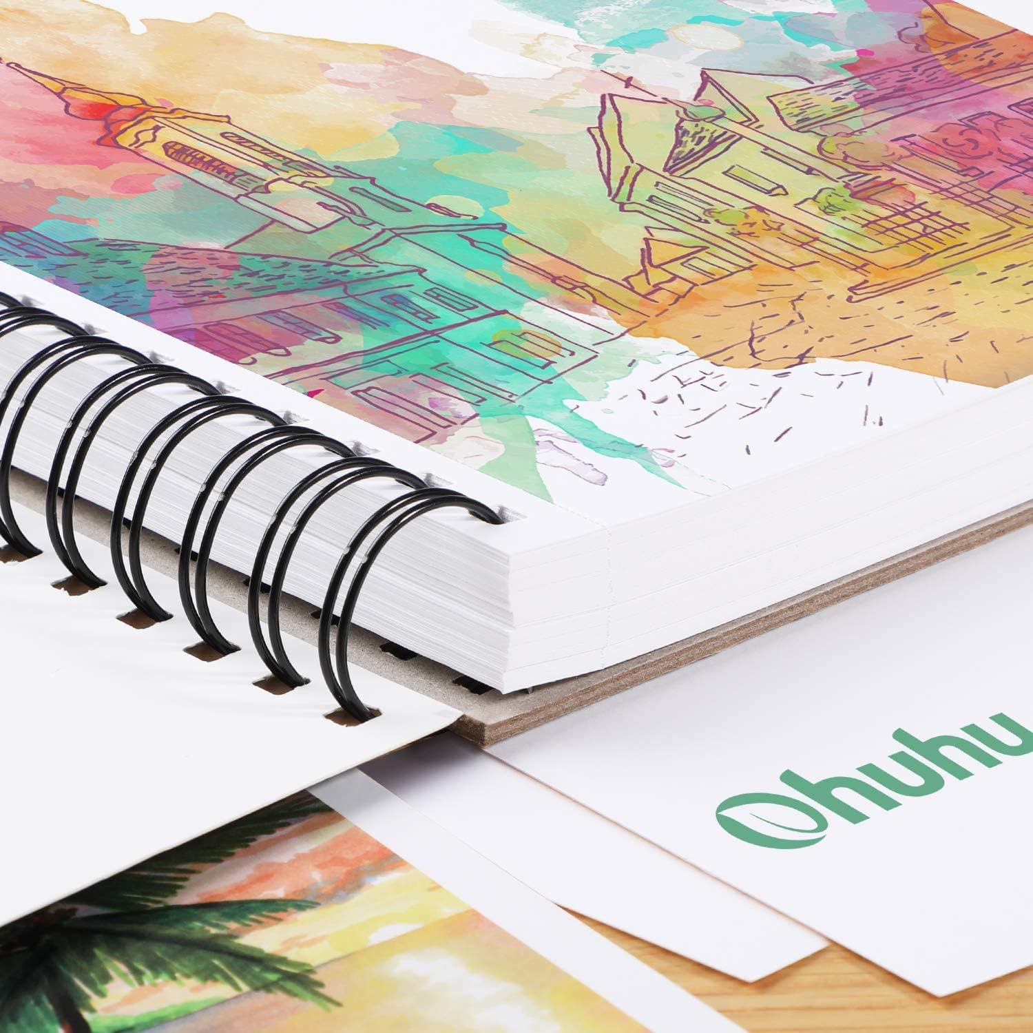 Ohuhu Sketchbook Spiral Bound - Alcohol Marker Paper, 120 Pages/60 Sheets of 200GSM Very Smooth Thick Papers - Portrait - Hardback Sketch Book for Drawing and Sketching, 10" x 7.6"-6