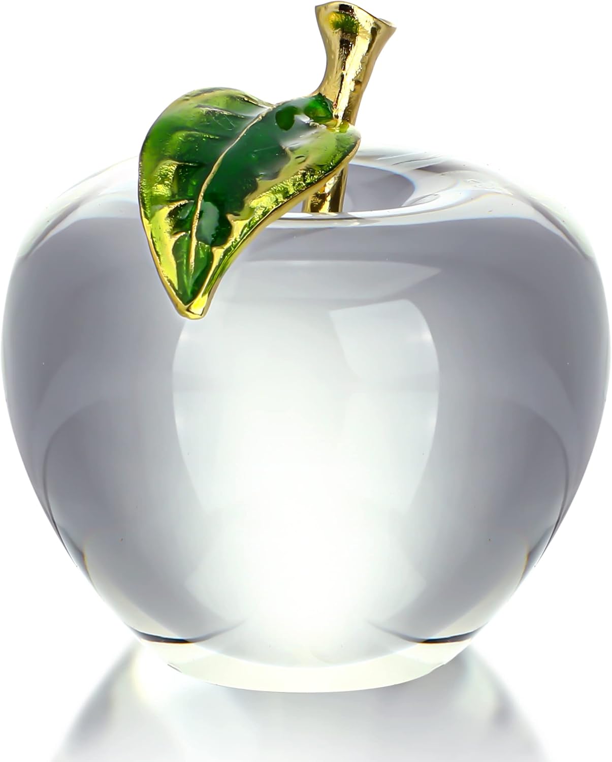 H&D Hyaline&Dora Crystal Apple Paperweight Ornament,Glass Fruit Collectible Figurine with Gift Box-0