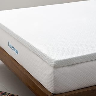 Linenspa 5 cm Gel Infused Memory Foam Mattress Topper with Zippered Cover – Mattress Topper European King (160 x 200 cm), White