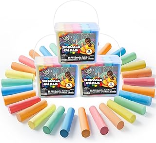 JOYIN 60 Pcs Giant Washable Chalk for Children, Non-Toxic Street Sidewalk Chalks Set for Blackboard Outdoor Playground, Pavement Chalks Kids Painting on Chalkboard