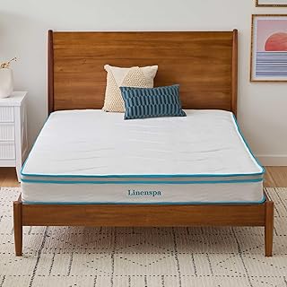 Linenspa Euro Single (90 x 200 cm) Memory Foam and Coil Spring 20 cm Hybrid Mattress - Medium Firm Feel - Bed in a Box - Rolled Mattress - 3ft x 6ft6 x 8 in - Conforming and Breathable - White