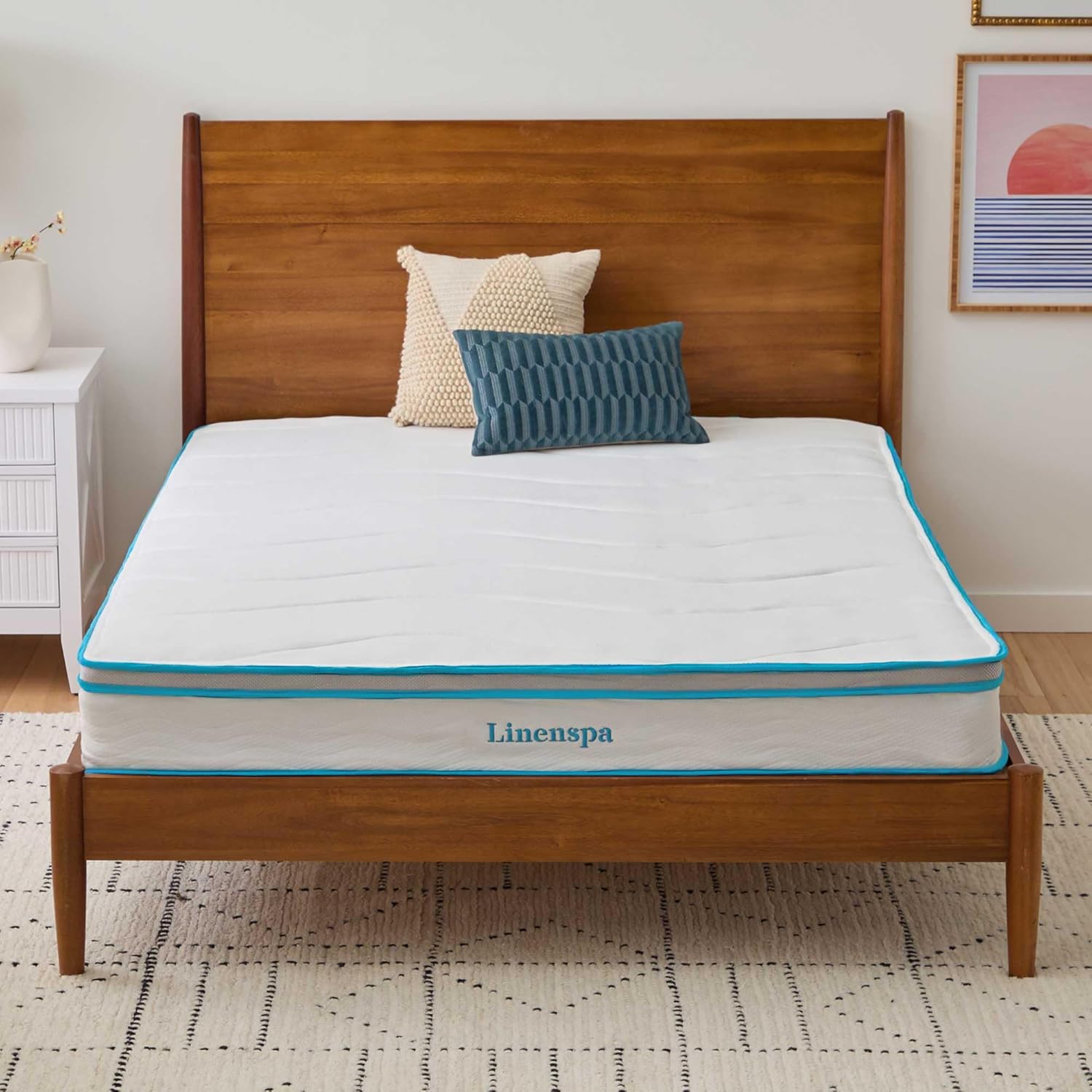 Linenspa Euro Single (90 x 200 cm) Memory Foam and Coil Spring 20 cm Hybrid Mattress - Medium Firm Feel - Bed in a Box - Rolled Mattress - 3ft x 6ft6 x 8 in - Conforming and Breathable - White-0