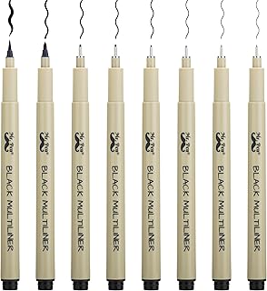 Mr. Pen- Drawing Pens for Artists, 8 Pack Black Multiliner/Fineliner Micro Anime/Sketch Pens, Line Art/Inking Pens, Fine Point Bible Journaling Pens