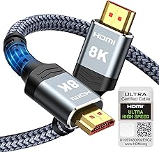 10K 8K HDMI Cable 2M Certified, Snowkids HDMI 2.1 Cable Ultra HD 8K@60Hz 4K@120Hz eARC HDR10 HDCP 2.2/2.3 Dolby 3D, Compatible with PS5/4 HDTV X-box