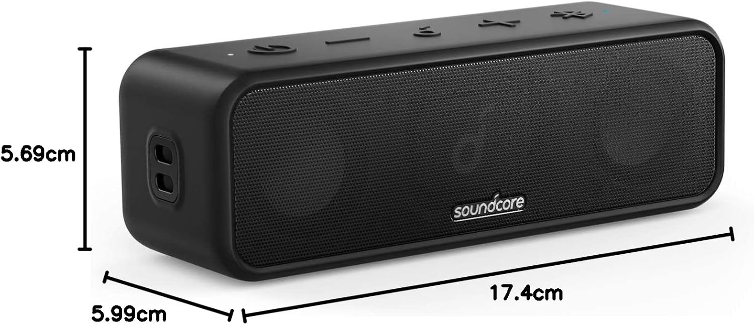 soundcore 3 by Anker: Bluetooth 5.0 Speaker, 24H Playtime, IPX7 Waterproof, Stereo Sound with Titanium Diaphragm Drivers, PartyCast Tech, BassUp, Custom EQ-8