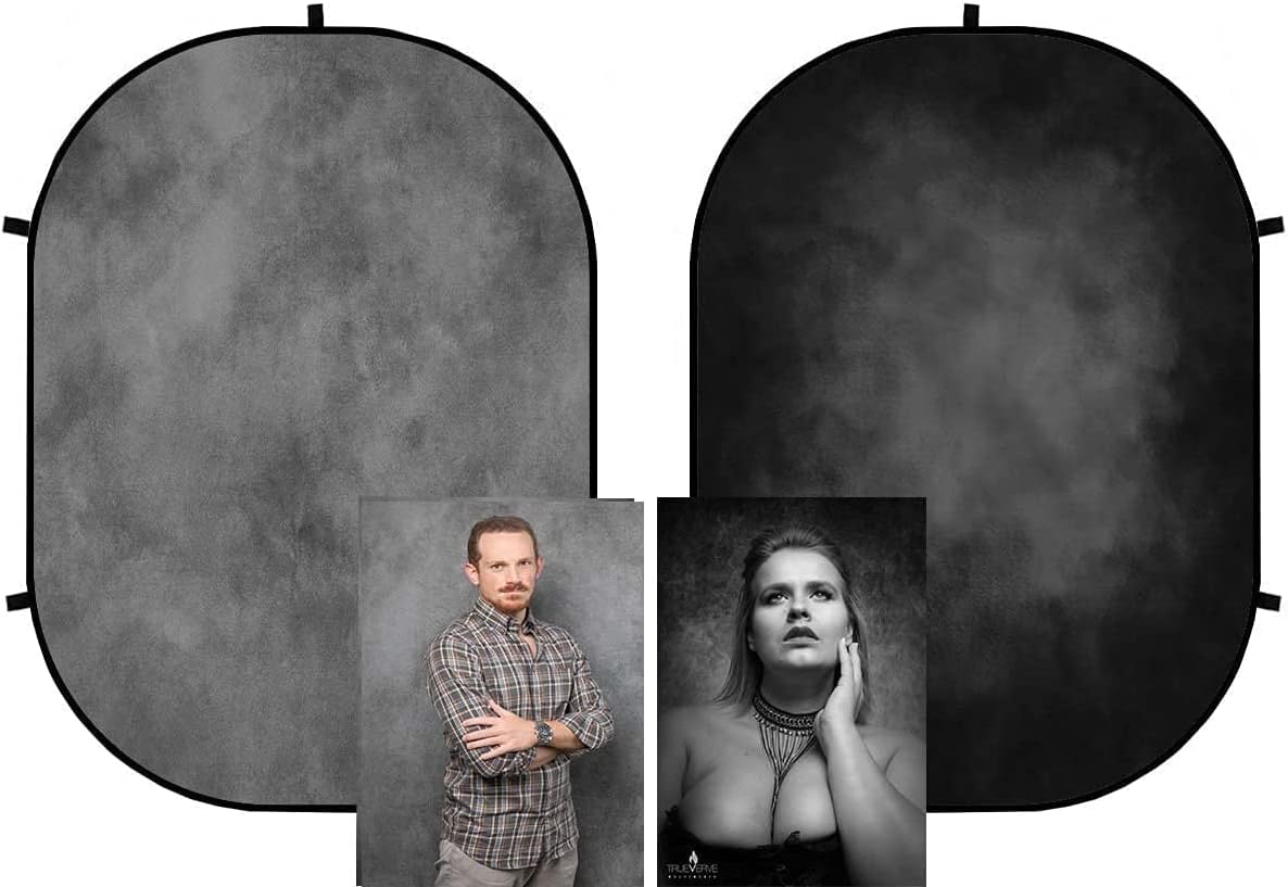 Kate 5x6.5ft Grey/Black Collapsible Backdrop Collapsible Background Pop Up Photo Backdrops Photo Studio Props-0