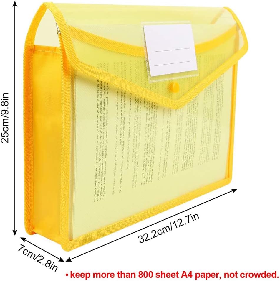 A4 Plastic Wallets, 5 Pcs Popper Wallet Plastic Document Folder Premium Pockets Files Envelope for School Office Home, with Snap Closure,Large Capacity-1