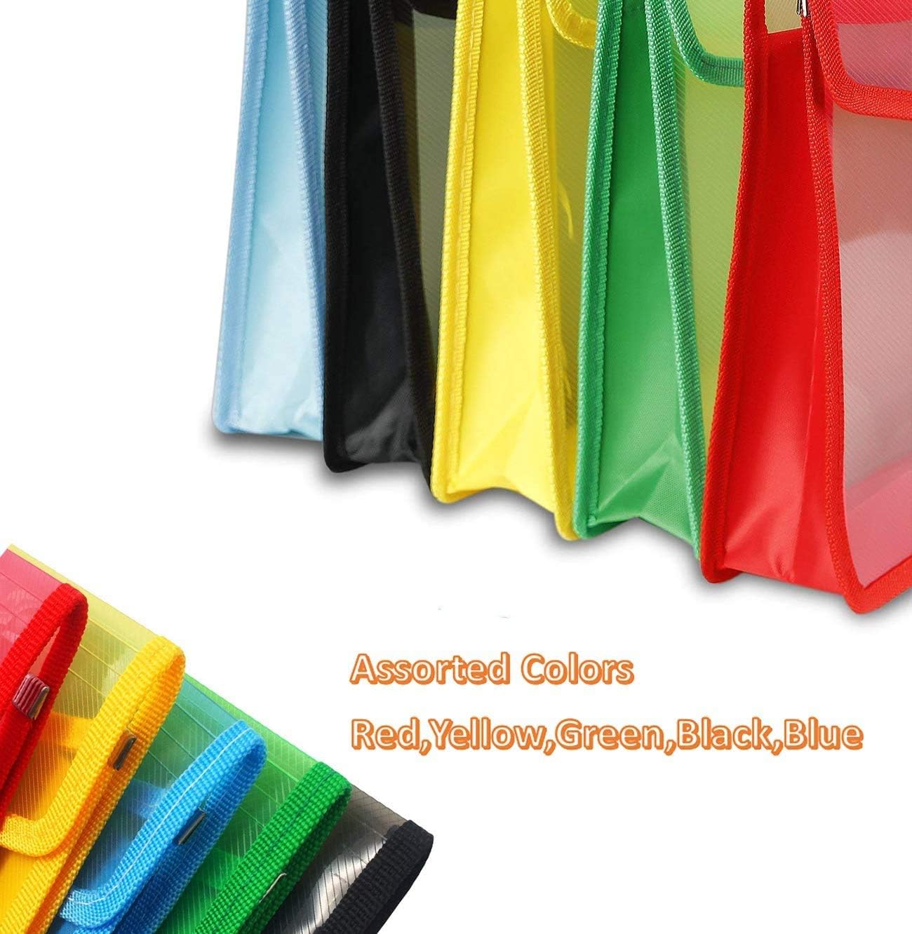 A4 Plastic Wallets, 5 Pcs Popper Wallet Plastic Document Folder Premium Pockets Files Envelope for School Office Home, with Snap Closure,Large Capacity-2