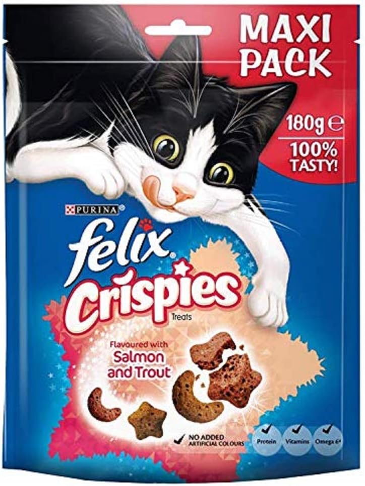 FELIX Crispies Salmon and Trout Cat Treats 180g, (Pack of 1)-0