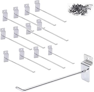 ybaymy 100Pcs Slat Wall Panel Hooks, 20cm/8 inch Single Prong Display Hooks, Sliver Chrome Shop Pegboard Hooks with 3kg Load Capacity for Room, Garage, Retail Store, Supermarket Shelves