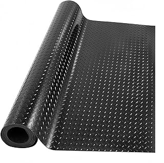 ybaymy Garage Floor Mats, 1 x 5m Waterproof Anti Slip Rubber Floor Mats, 3mm Thick Heavy Duty Rubber Flooring Matting Roll for Garage, Workbench, Van, Kitchen, Gym and Shed