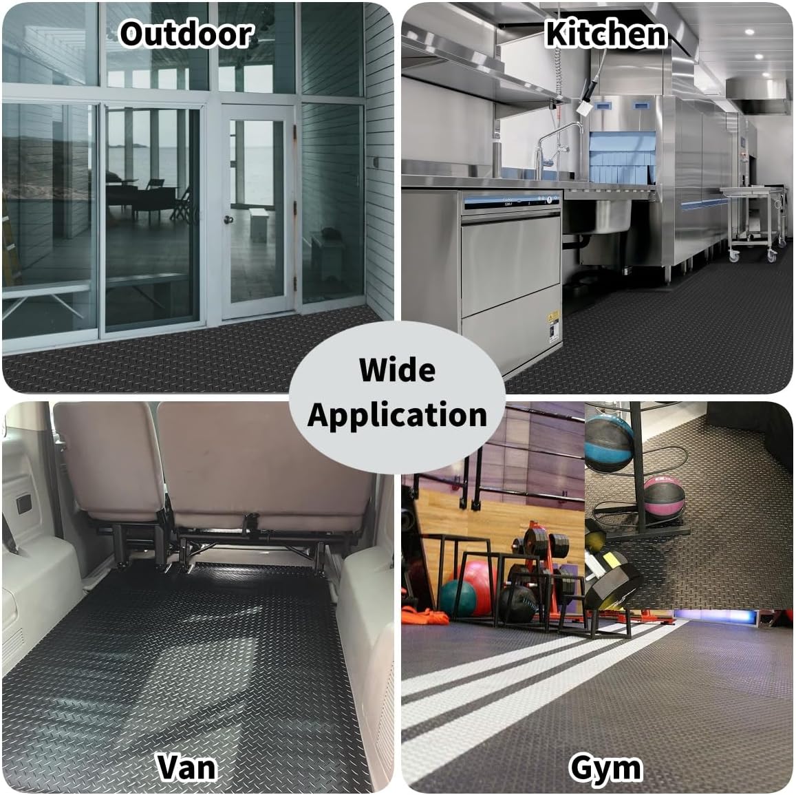 ybaymy Garage Floor Mats, 1 x 5m Waterproof Anti Slip Rubber Floor Mats, 3mm Thick Heavy Duty Rubber Flooring Matting Roll for Garage, Workbench, Van, Kitchen, Gym and Shed-5