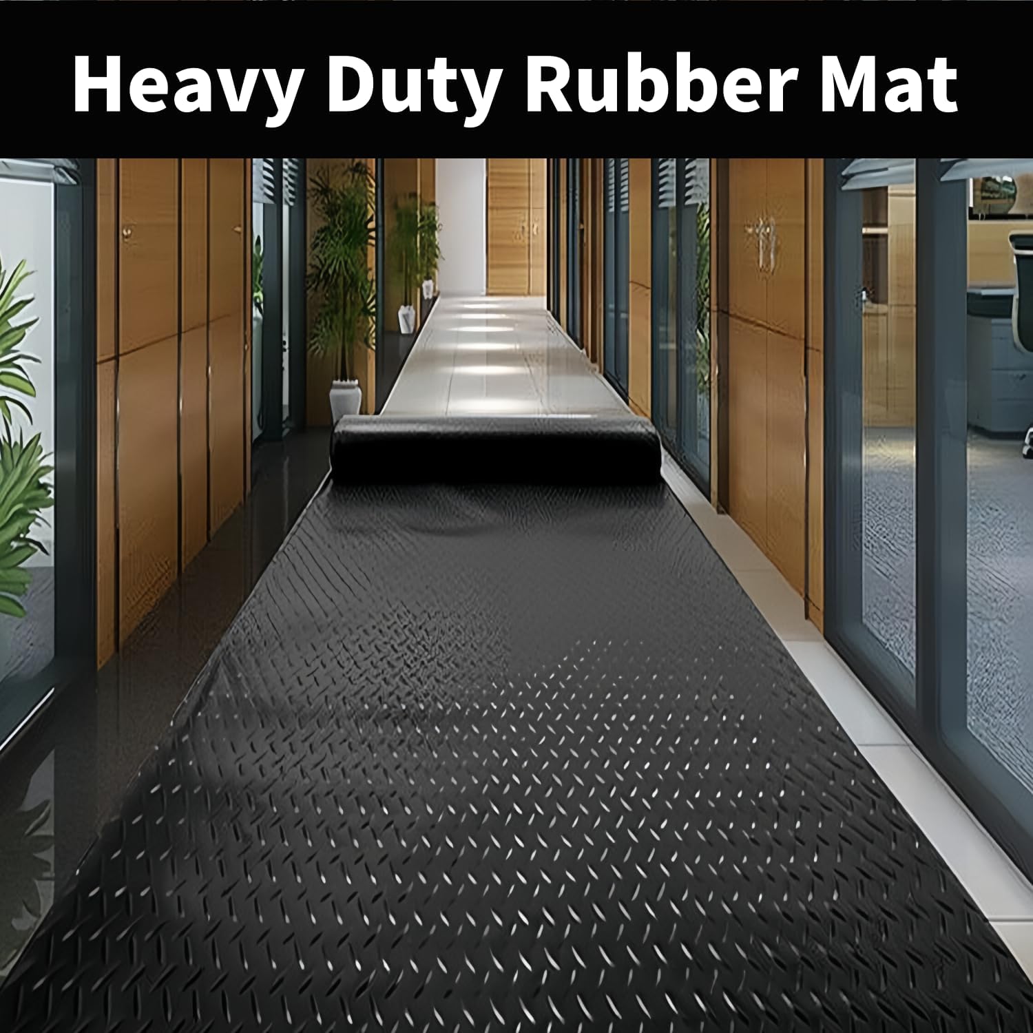 ybaymy Garage Floor Mats, 1 x 5m Waterproof Anti Slip Rubber Floor Mats, 3mm Thick Heavy Duty Rubber Flooring Matting Roll for Garage, Workbench, Van, Kitchen, Gym and Shed-6