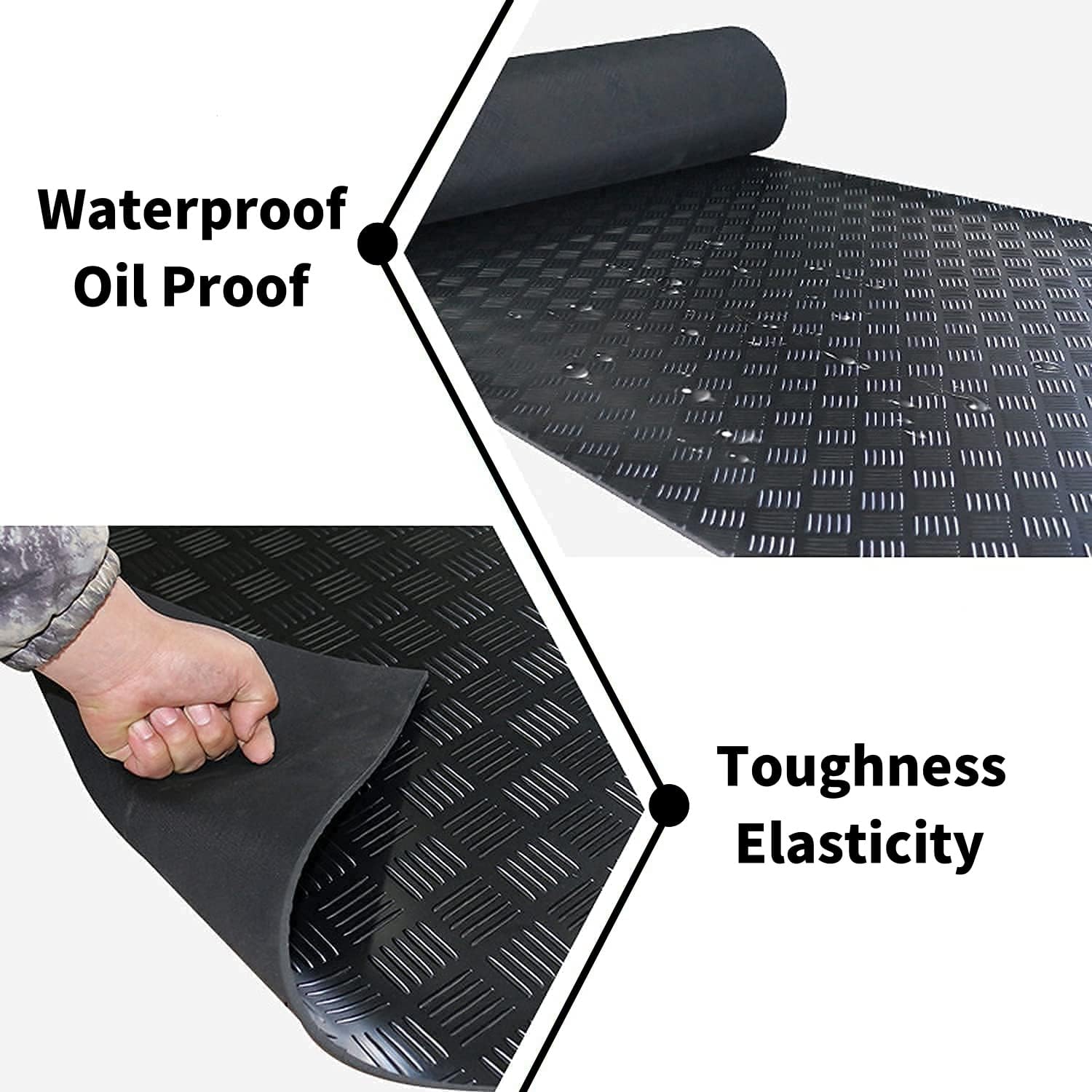 ybaymy Garage Floor Mats, 1 x 5m Waterproof Anti Slip Rubber Floor Mats, 3mm Thick Heavy Duty Rubber Flooring Matting Roll for Garage, Workbench, Van, Kitchen, Gym and Shed-7