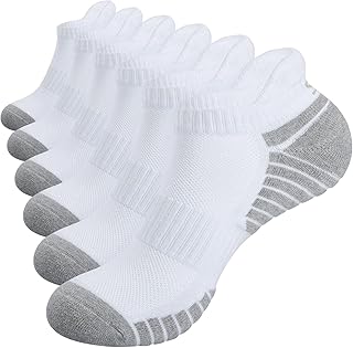 TANSTC Mens Running Socks Anti-Blister Cushioned Sports Socks Trainer Socks For Men Women Cotton Ankle Socks Low Cut Breathable Athletic Sock(6 Pairs)