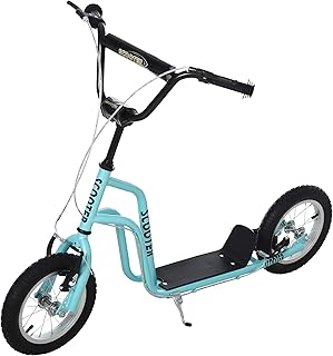 HOMCOM Teen Kids Stunt Scooter Children Kick Scooter Adjustable Handlebar 2 Brakes Ride On 12 Inch Rubber Tyres